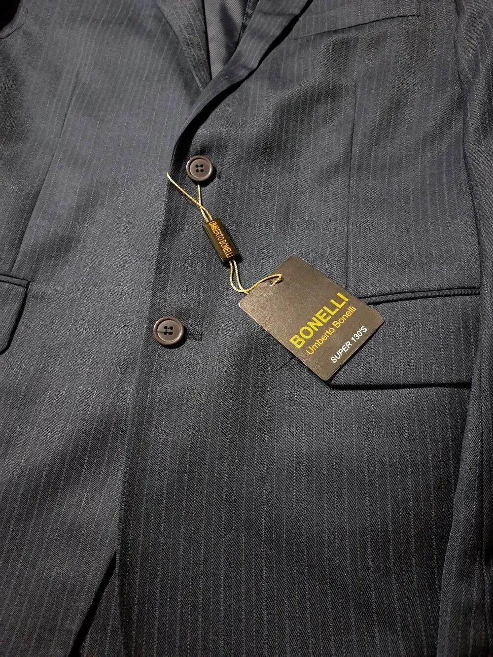 New 40R Umlerto Bonelli 1303 St Angelo Blue Pinstripe Suit Coat Blazer Vest NWT